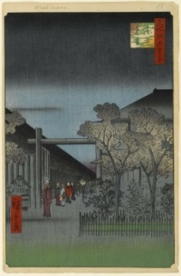 Dawn Inside the Yoshiwara: by Utagawa Hiroshige. From the series 100 Famous Views of Edo