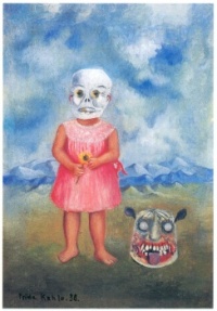 Girl with mask of skull by Frida Kahlo
