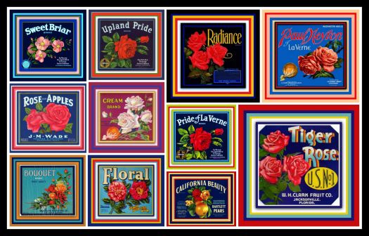 Roses on Vintage Fruit Crate Labels