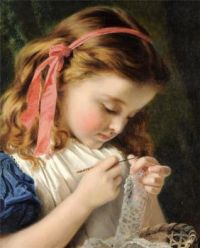 Sophie Anderson (British 1823-1903) "The Little Lace  Maker"