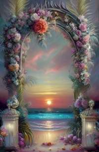 Sunset through an arch