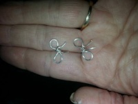 silver plated bow post earrings