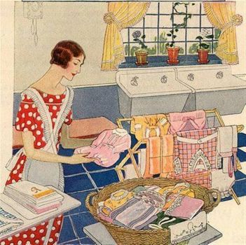 Solve Housewife Doing Laundry 1920's jigsaw puzzle online with 324 pieces