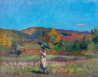 Hölgy tájban, Nagybánya, (Lady in Landscape, Nagybánya), János Thorma, 1926