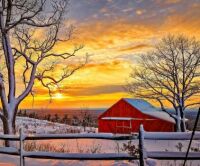 Winter Sunset at the Red Barn....