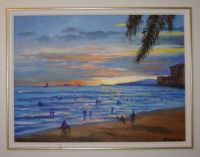54-Waikiki Beach Sunset - 12x16 Acrylic