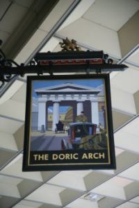 Pub sign for The Doric Arch at Euston