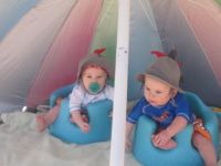 my twin grandsons at the beach