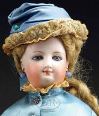 Sweet Bisque Smiling Bru Fashion Doll With Wooden Body
