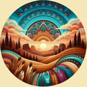 Solve Native American Indian sunset design jigsaw puzzle online with 49 ...