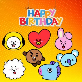 Solve Happy Birthday BT21 jigsaw puzzle online with 49 pieces