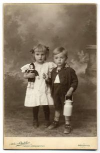 Siblings In A Memorable  Vintage Antique Studio Portrait