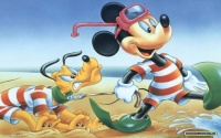 Mickey & Pluto on the Beach