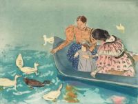 MARY CASSATT (1844-1926), "Feeding the ducks", water colors