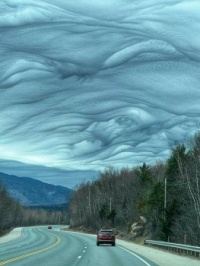 Stunning van Gogh-ish asperatus clouds in Gorham, New Hampshire, Sunday!