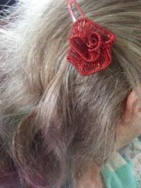 hair clip red rose