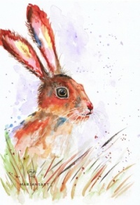 Cute bunny with a lovely eye. High resolution. My own original watercolour painting