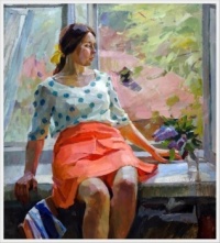 Sitting in the Window  ~ Aleksey Vasilyevich Kakalo (1924 Ukrainian Artist)