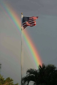 Flag with Rainbow