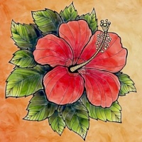 Hibiscus with watercolor filter