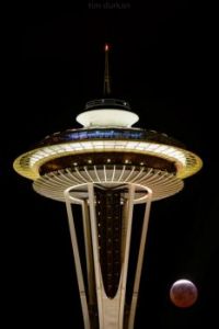 Lunar Eclipse at Space Needle Last Night