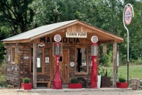 Old Gas Station with Vintage Pumps