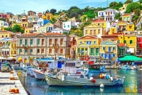 Symi Island harbor, Greece