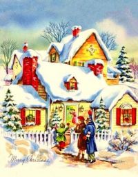 Christmas Visit Vintage Christmas Card