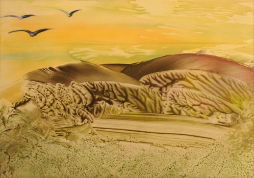RHO_PZV162 - Birds - Wax Painting by Artist Pauline Peeringa - WP001