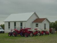 Tractors at a country church