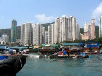 Waterfront floating houses, Hong Kong Harbor