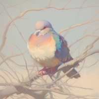 Dove in glowing pastels