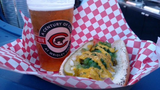 Chicago dog at Wrigley Field - nothing like either one.