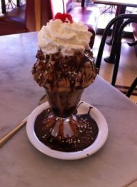 Ice cream sundae at Fenton's in Vacaville, California.