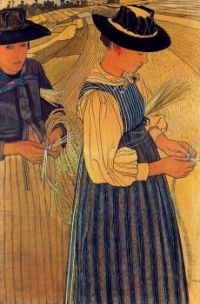 Ernest Bieler_girls braiding straw 1906
