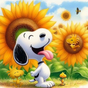 Solve Snoopy Sun Flower jigsaw puzzle online with 342 pieces