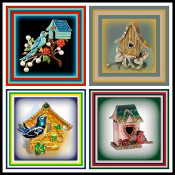 Theme - Birds and Birdhouses - Found here in a collection of Brooches
