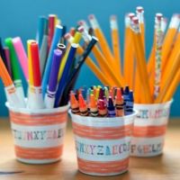 Pencil cups (Yogurt containers)
