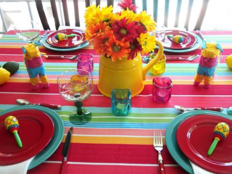 Mexican Theme Tablescape - Colorful Pieces for the Large Puzzle Lover