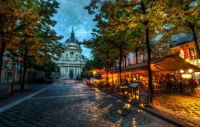 La Sorbonne in Evening  ~ Street side cafe' in Paris