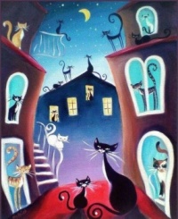black cats on the roof