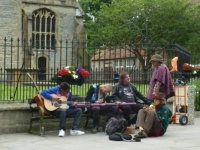 Some musicions enjoying themselves, Glastonbury UK