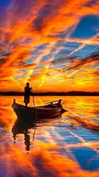Fisherman Out on the Water at Sunset....