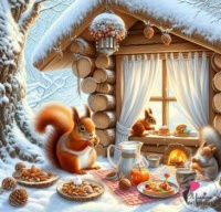 Seasonal Art - Winter - Cosy Creatures - Squirrel's Snowy Home 2 (9 - 144 Pieces)