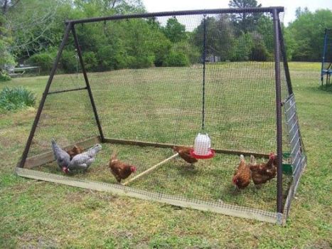 chicken house made from an old swing set.