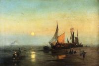 moonlit Fishing Scene by Hernann Ottomar Herzog