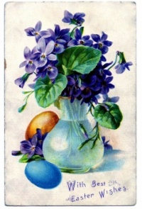 Easter-violets vintage card