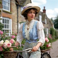Miss Leticia de Vere-White  and her trusty bicycle