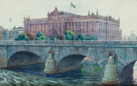 Gunnar Widforss (Swedish-American, 1879–1934), View Toward the Parliament House, Stockholm (1914)