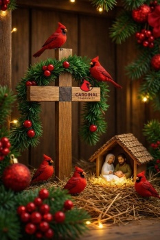 Solve Christmas Cardinal Nativity jigsaw puzzle online with 70 pieces